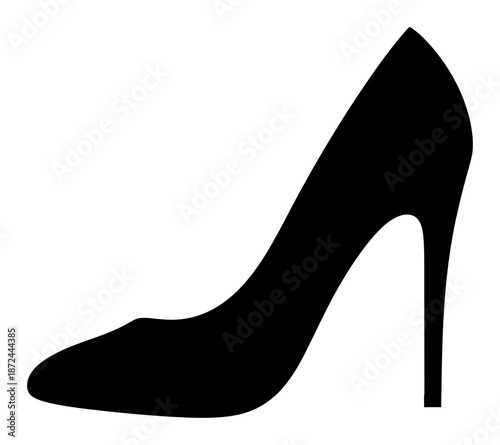Black Stiletto Heel - Minimalist Vector Silhouette