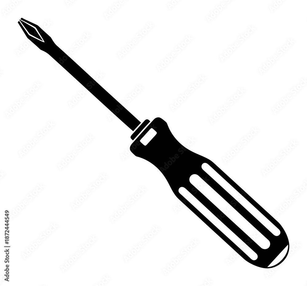 Fototapeta premium Phillips Screwdriver Icon - Black Silhouette Vector
