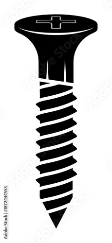 Screw Silhouette - Minimalist Vector Illustration