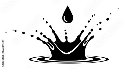 Minimalist Raindrop Splash Silhouette Vector Illustration