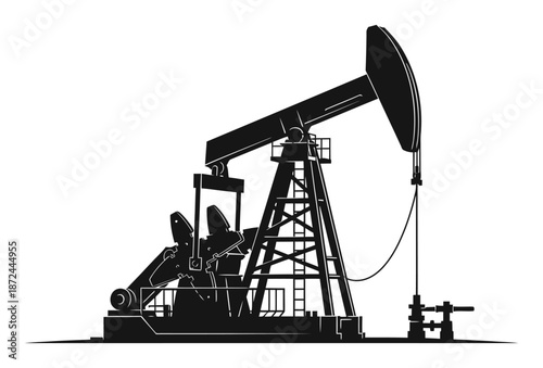 Oil Derrick Pump Silhouette Vector Illustration