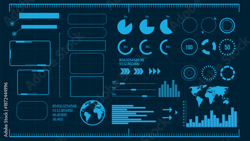 Different UI, UX, GUI mobile screens modern infographic.Template dashboard infographic, charts, graph and graphic UI, UX, KIT elements. Hud loading bars Vector set.