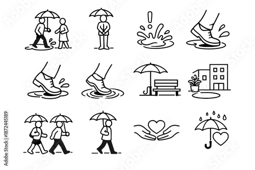 Impact rain vector care water considerate etiquette urban restraint courtesy comfort icon