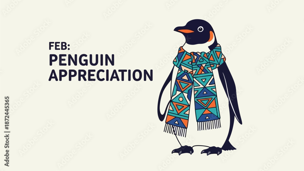 Obraz premium Colorful penguin wearing scarf for Penguin Appreciation Day