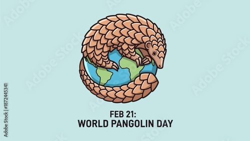 Pangolin curled around Earth on World Pangolin Day February 21st