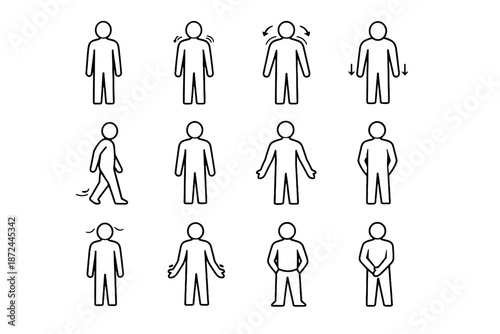 Minimalist habit waiting calm arm vector posture subtle arms postures icon focus
