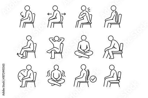 Step gently ergonomic focus icon logic icons vector stillness shift posture minimalist