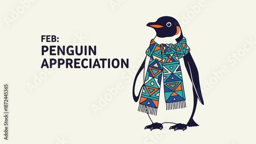 Colorful penguin wearing scarf for Penguin Appreciation Day