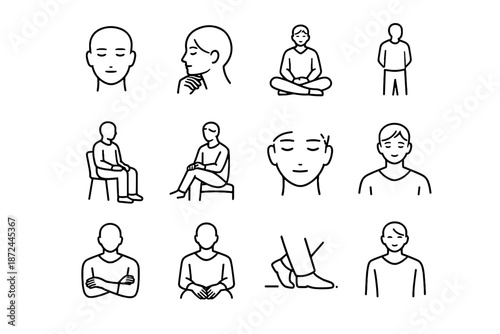 Maintain facial face vector cue icon waiting social minimalist affect calm icons