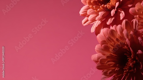 日中はピンクの背景の前に花を咲かせます