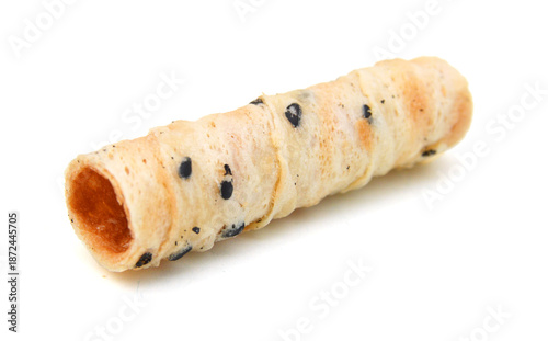 Waffle rolls isolated on white background 