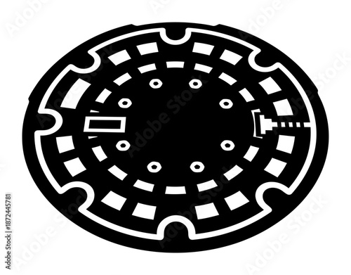 Minimalist Manhole Cover Silhouette Vector Illustration