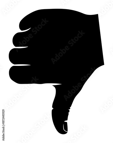 Minimalist Hand Thumbs Down Silhouette Vector Illustration