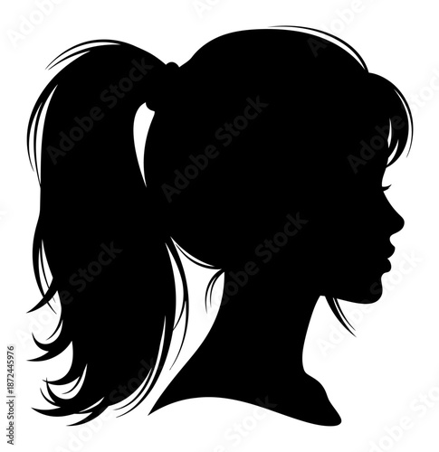 Minimalist Silhouette Ponytail Hairstyle Vector Illustration