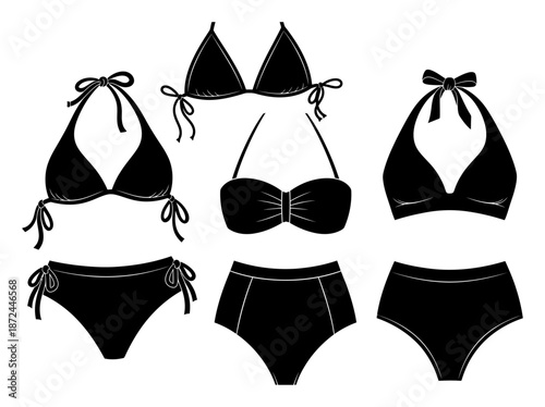Minimalist Bikini Silhouette - Vector Swimwear Design