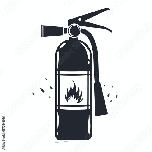 Fire extinguisher stands ready, its dark monochrome silhouette a bold symbol of safety preparedness