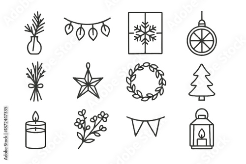 Blossom slice minimalist star icon lantern glass floral snowflake seasonal icons dried