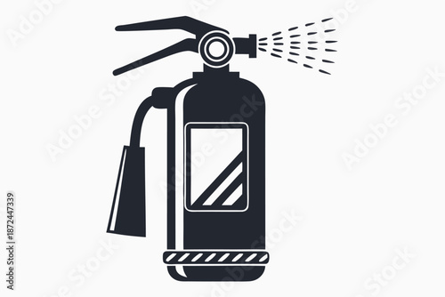 Isolated fire extinguisher icon featuring flame symbol signals protection against danger and accidents