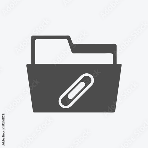 Attachment clip displayed on the document folder indicates file management and office organization