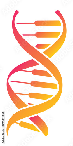 DNA Helix Double Strand Illustration with Gradient Colors for Science and Biotechnology