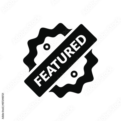 A black rosette shape has a Featured banner overlaid diagonally across the image