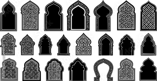 set of islamic frames shapes badges. set of Islamic Bagde. Arab frame set
