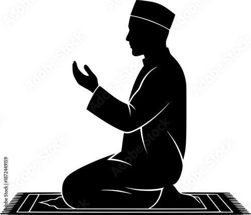 Man performing islamic prayer vector
