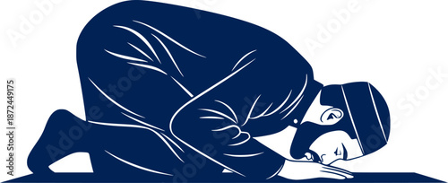Man performing islamic prayer vector
