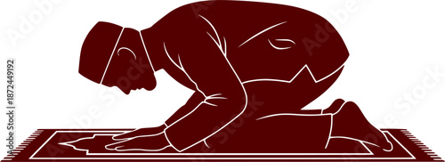 Man performing islamic prayer vector
