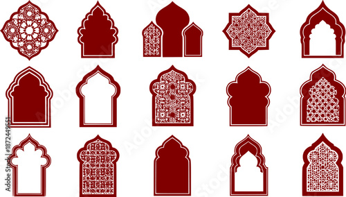 set of islamic frames shapes badges. set of Islamic Bagde. Arab frame set
