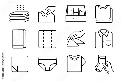 Vector fold mat icon pile laundry icons folding lines calm folded crease