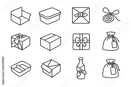 Container lid vector box wrapped eco strip paper gift foldout icon hemp