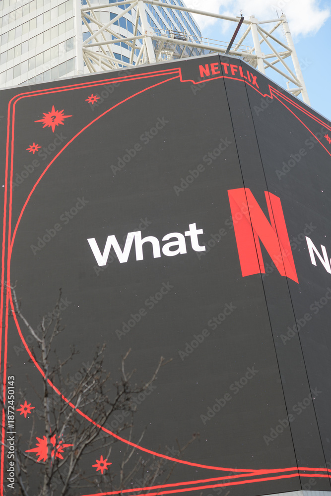 Naklejka premium Netflix advertisement at Sankofa Square, Toronto