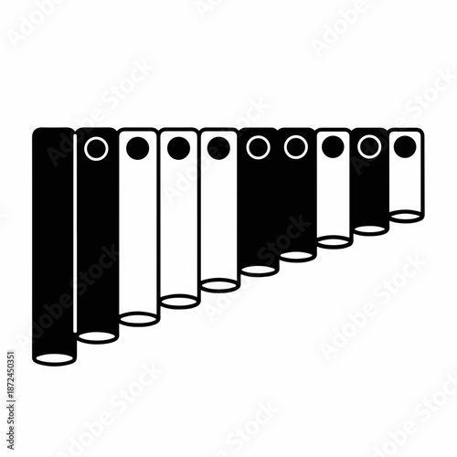 Simple recorder instrument drawing, a traditional woodwind instrument for music education. Characteristic recorder instrument features finger holes, mouthpiece,
