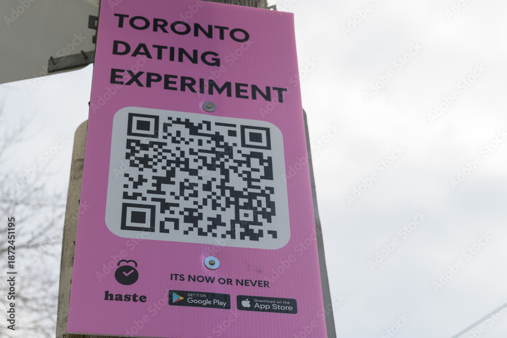 Naklejka premium pink Toronto Dating Experiment or ad for Haste