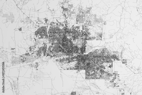 Map of the streets of Phoenix (Arizona, USA) on white background. 3d render, illustration