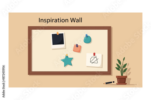 Creative Inspiration Wall Board with Photos and Notes