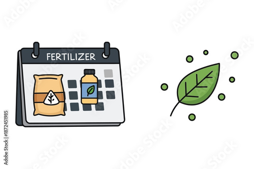 Garden Fertilizer Application Schedule on Calendar with Plant