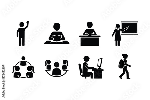 Education and school learning icons for students and teachers