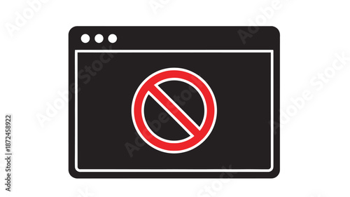 A black window icon displaying a red prohibition symbol signifying access denied or restricted content