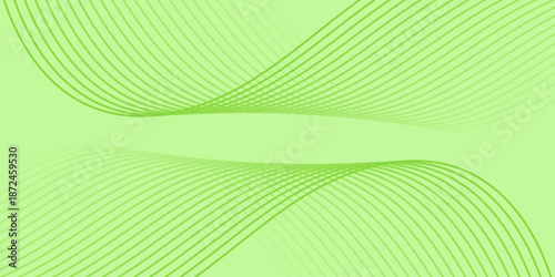 Abstract background with waves and lines. Minimalistic green background for poster, brochure, flyer, cover page. Medium banner size. Vector element for design. Spring and summer vibes. Nature