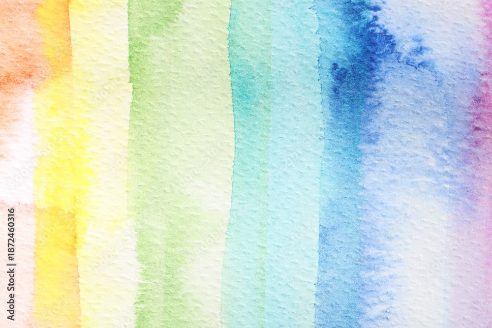 Fototapeta premium Abstract colorful watercolor painting on white paper, top view