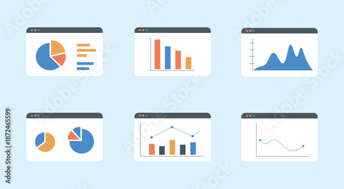 Data Visualization Charts UI Illustration Set for Analytics Dashboard