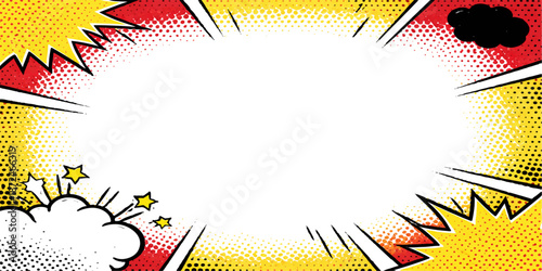 Abstract vector background illustration featuring a yellow and orange floral pattern with halftone elements and a vintage spring frame design for a decorative banner or holiday card wallpaper