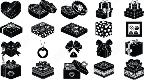 Valentine's day gift icons set