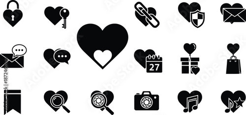 Love themed icon set for valentine's day