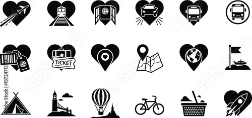 Romantic valentine's day icons set