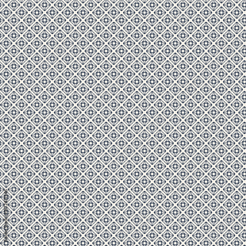 Seamless Geometric Tile Pattern - Navy Blue Ivory - Inverted - Medium Scale. 