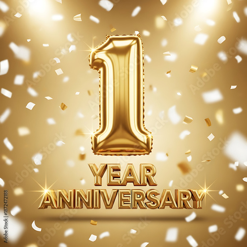 Golden Number 1 Balloon First Anniversary Celebration