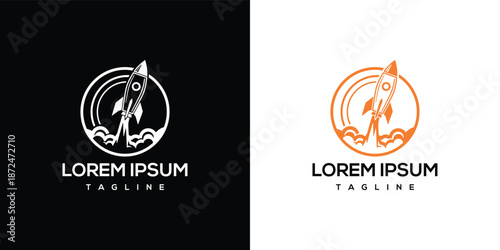 Rocket Launch Logos on Contrasting Backgrounds